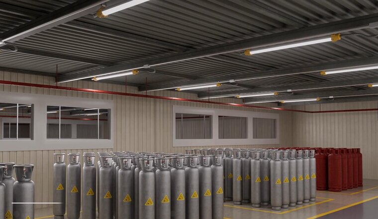 ATEX LED lijnverlichting VOC-P69X toegepast in olie- en gasinstallatie, Zone 2 explosieveilige verlichting