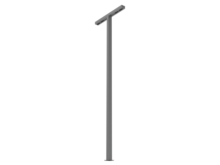 Vierkante aluminium lichtmast met tweevoudige uithouder – robuuste lantaarnpaal