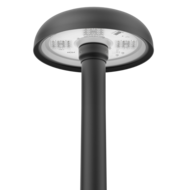 ROSA RING MINI LED armatuur gemonteerd op lichtmast – energiezuinige buitenverlichting met modern design