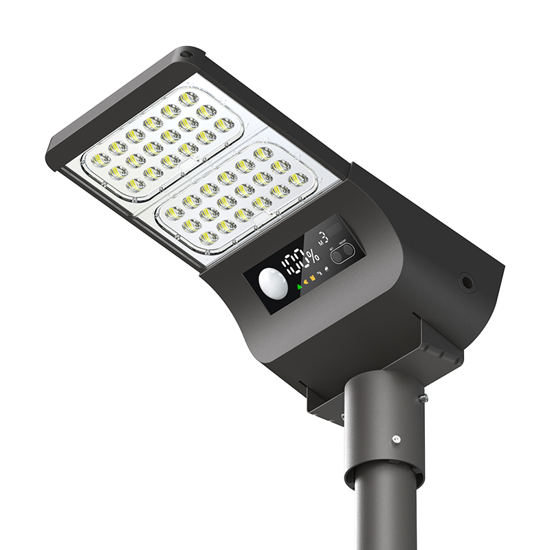 SSL-56 solar buitenlamp, LED straatverlichting met ingebouwde sensor en display.