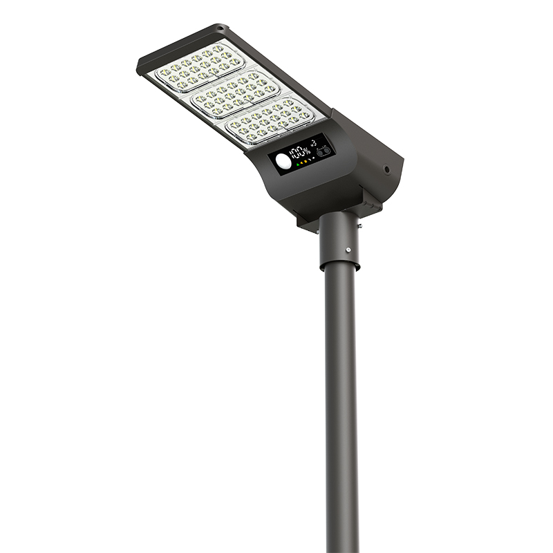 solar straatverlichting, moderne buitenlamp met geïntegreerd zonnepaneel.