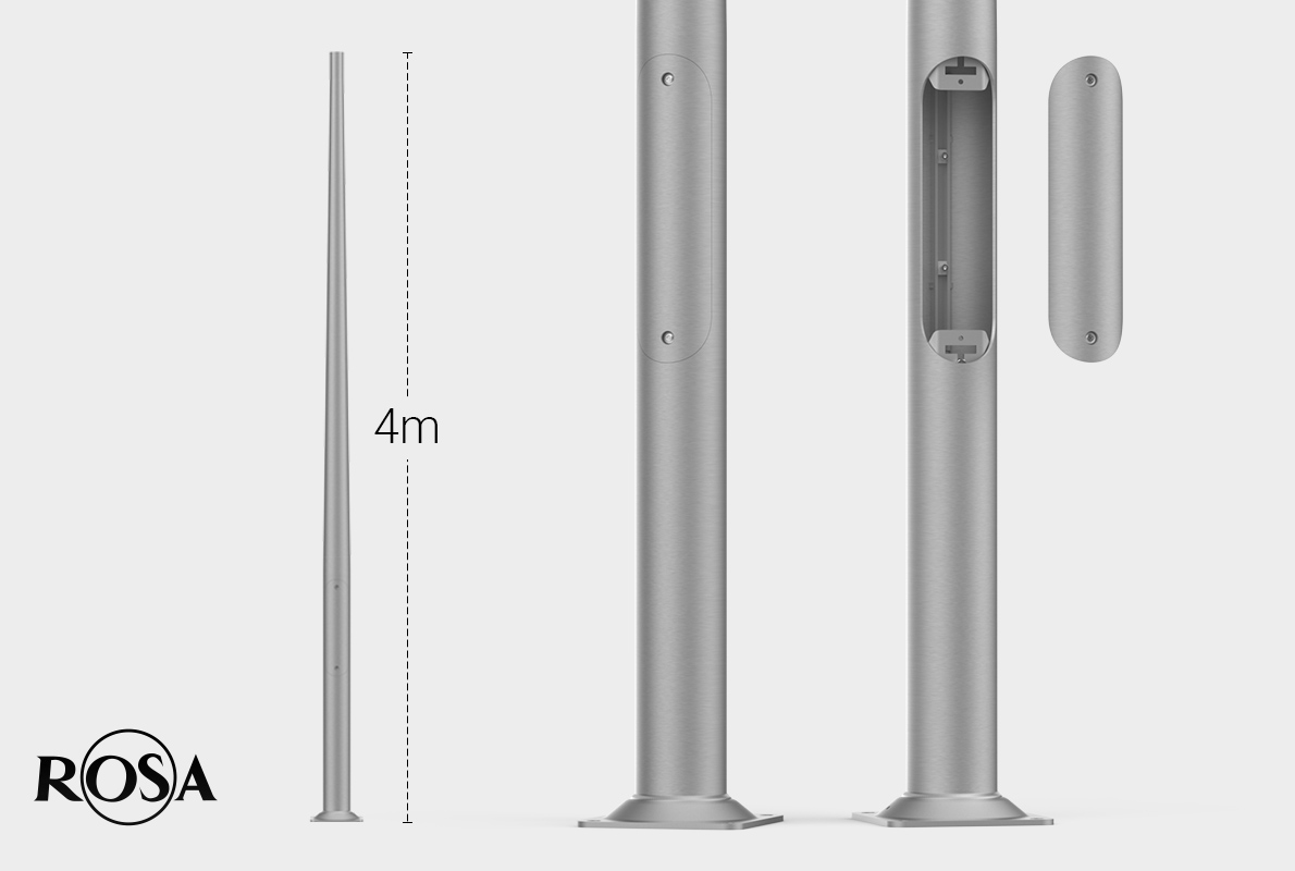 4 meter aluminium lichtmast met voetplaat voor buitenverlichting