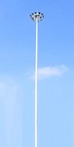 Polygonal heavy duty metal highmast 25m1 with anchorage and wheel crown Polygonal heavy duty metal highmast 25m1 with anchorage and wheel crown
